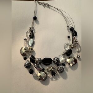 Elegant Black and Silver Beaded Necklace